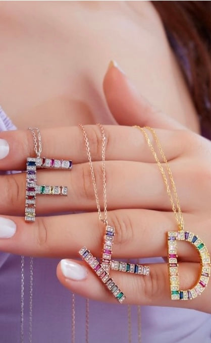 Tuyo Rainbow Initial Necklace