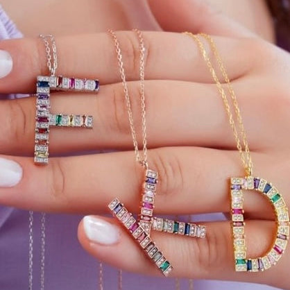 Tuyo Rainbow Initial Necklace