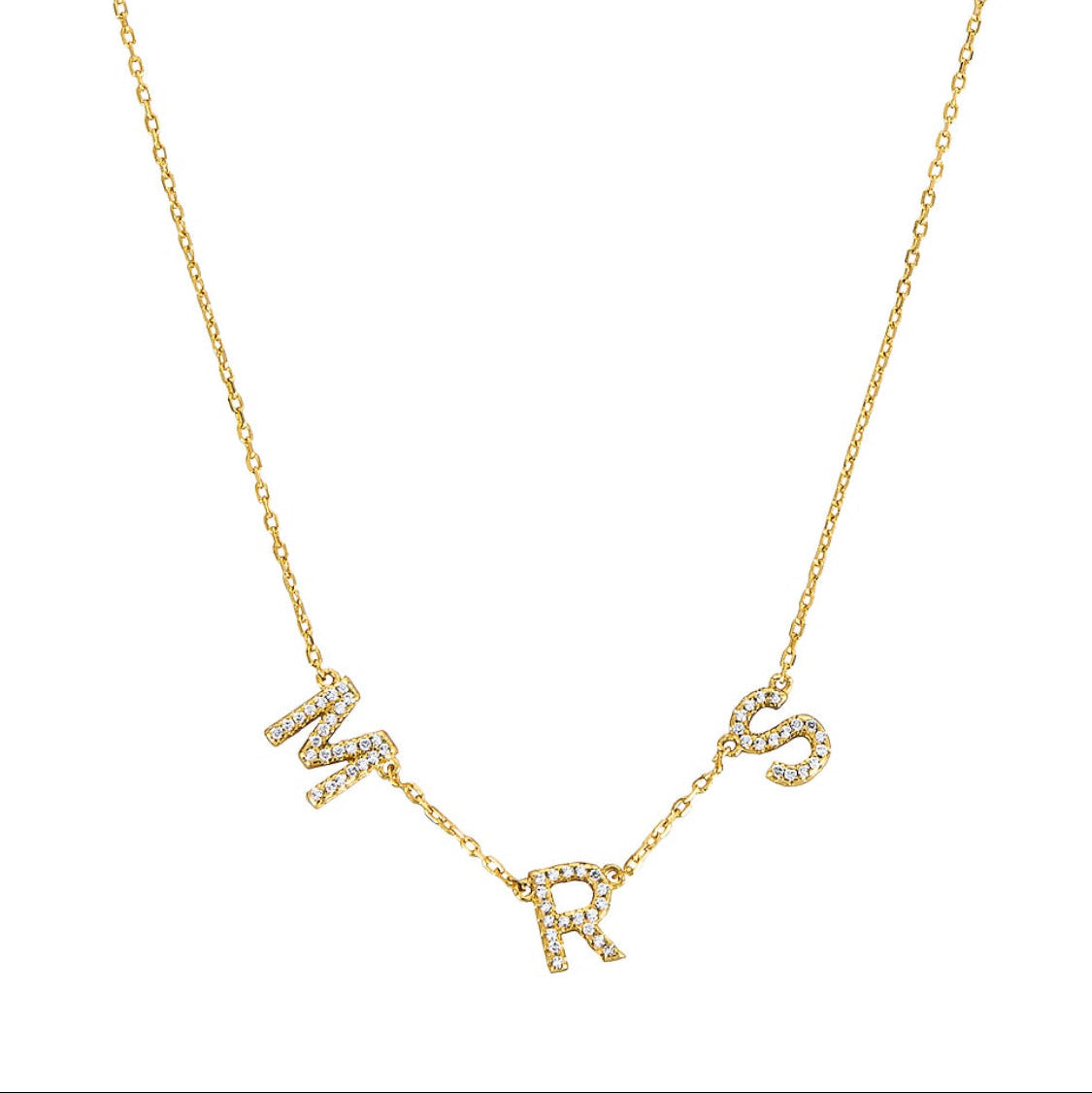 PREORDER - Tuyo Necklace Diamond Block Letters - DRJ Fine