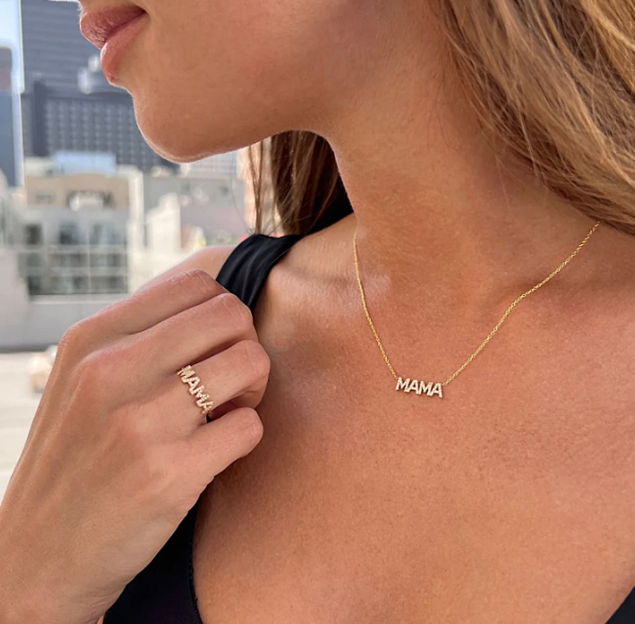 Mama Mini Block Necklace