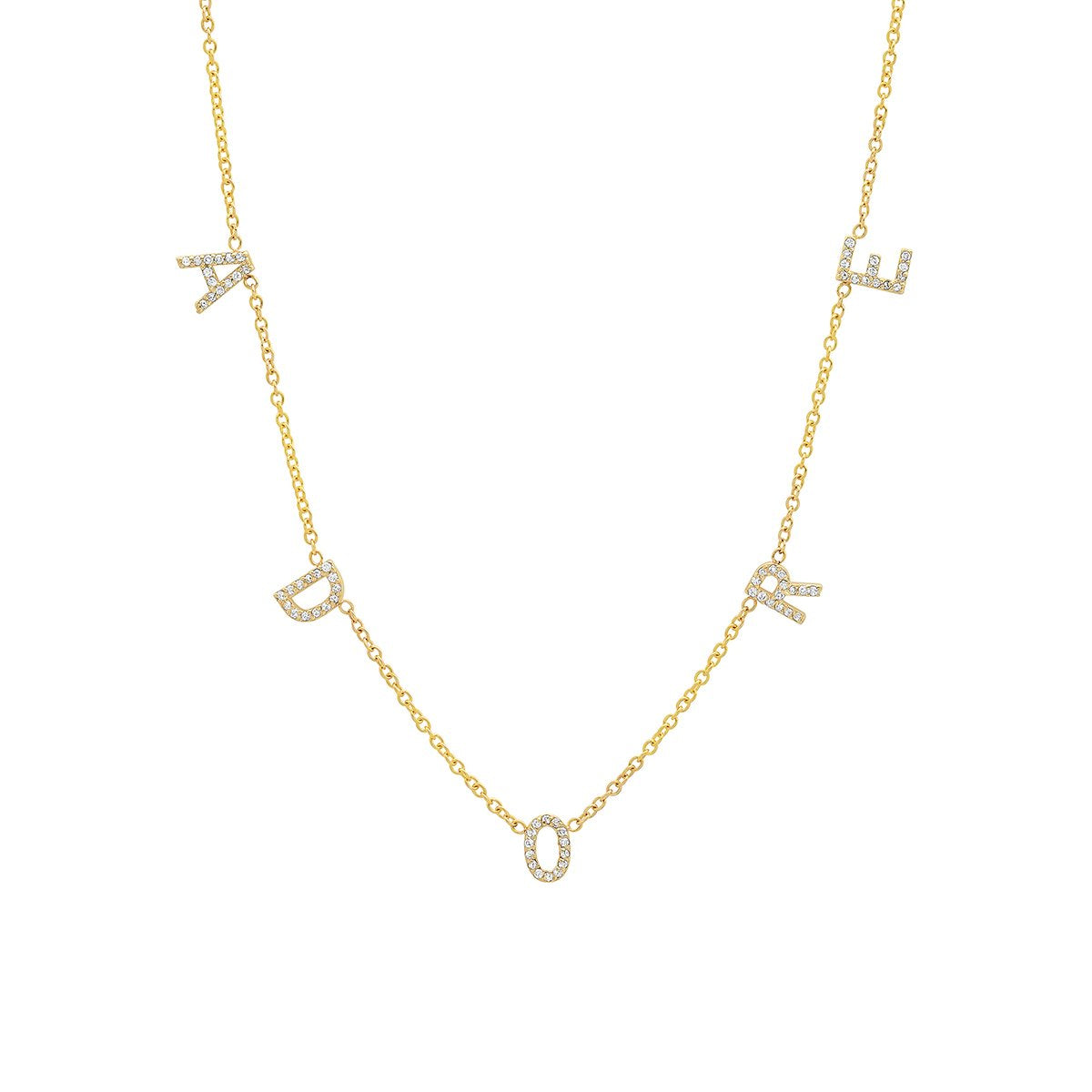 PREORDER - Tuyo Necklace Diamond Block Letters - DRJ Fine