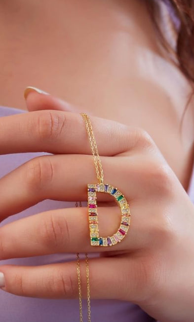 Tuyo Rainbow Initial Necklace