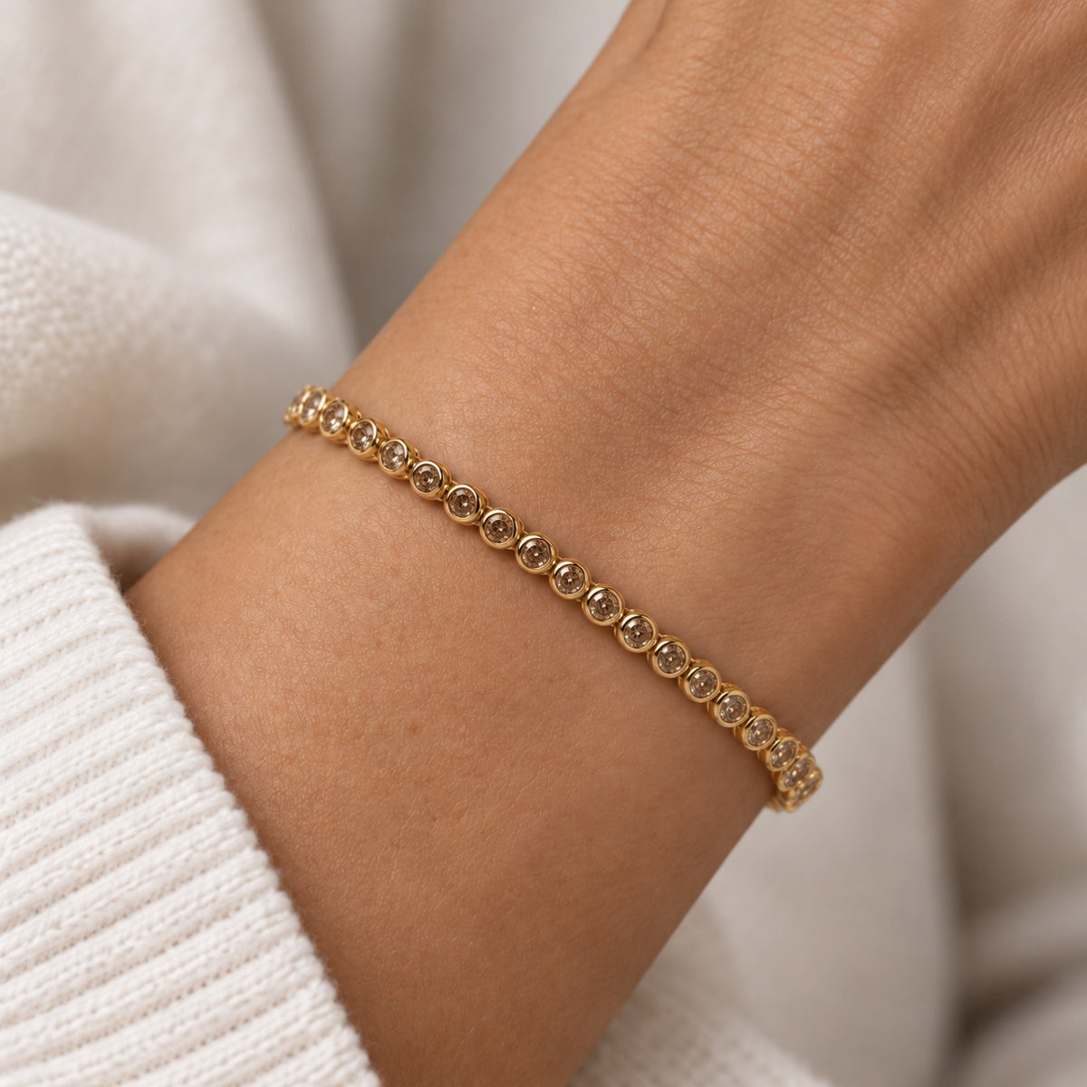 Champagne Diamond Bezel Tennis Bracelet - DRJ FINE
