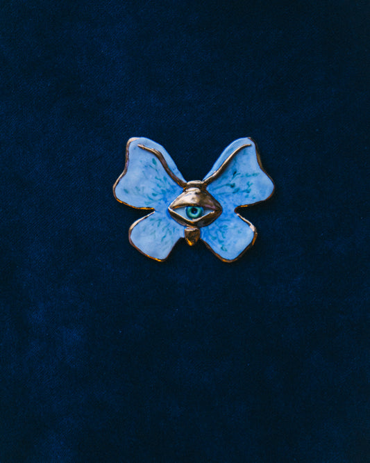Apri Jewelry - Blue Butterfly Eye Brooch
