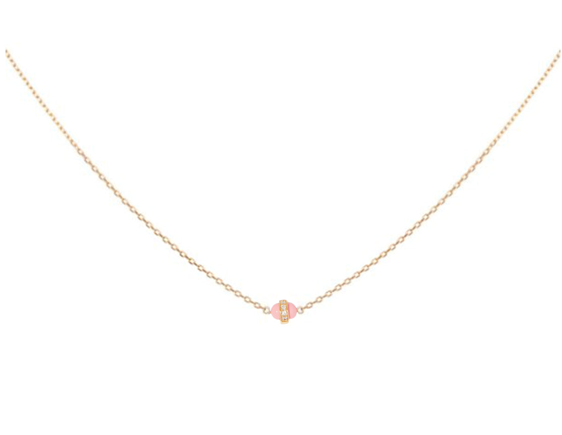 Lona Pink Enamel Necklace - DRJ FINE